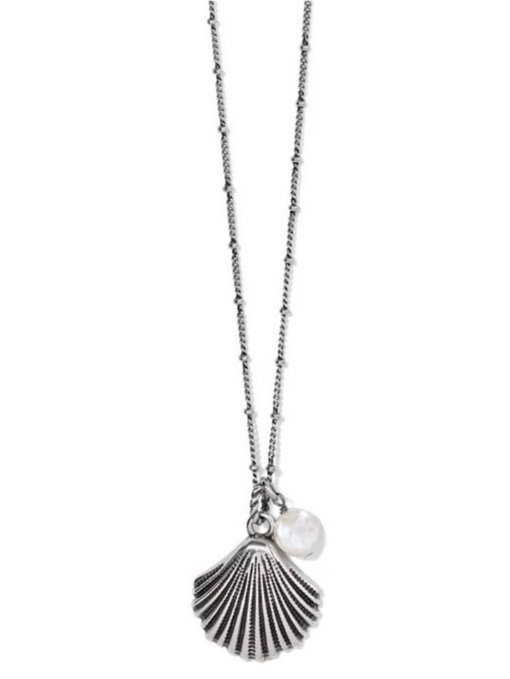 Brighton Silver Scallop Shell and Glass Pearl Necklace